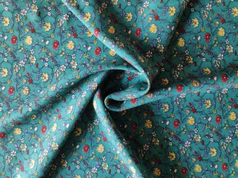 ترمه گل افشان؛ طول عمر بالا ابریشم براق 2 رنگ قهوه ای سفید