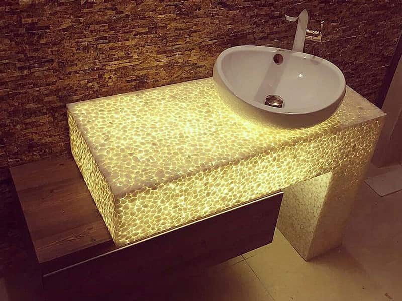 سنگ مصنوعی نورگذر؛ پی وی سی سبک ضد ضربه 2 نوع بک لایت شفاف