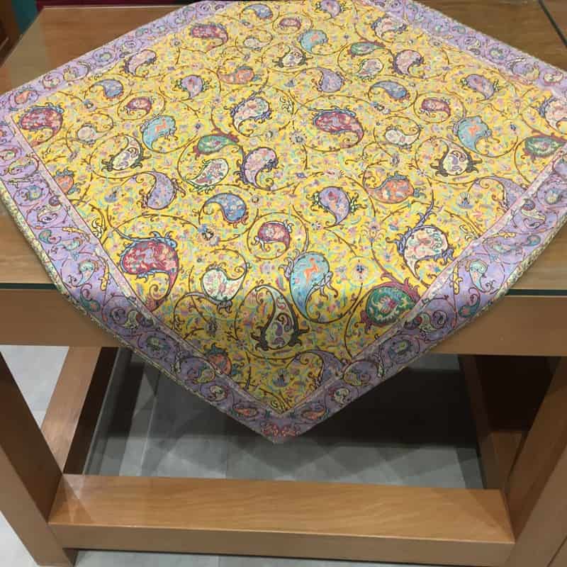 ترمه رومیزی؛ الیاف طبیعی فیروزه ای زرشکی سبز مغزی دوزی Iran