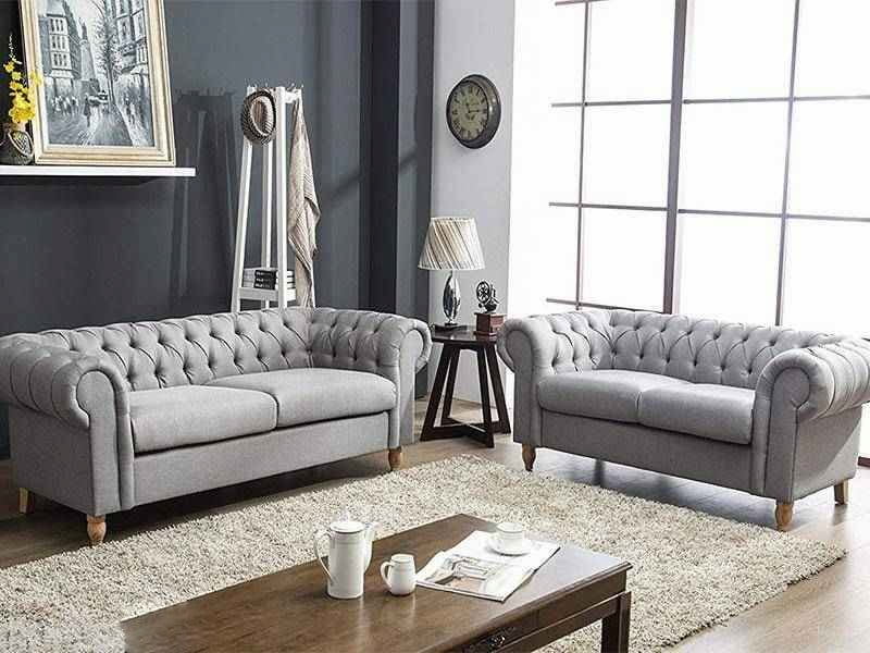 مبل چستر رنگ طوسی روشن؛ چنار روسی حاوی الیاف نانو Chester