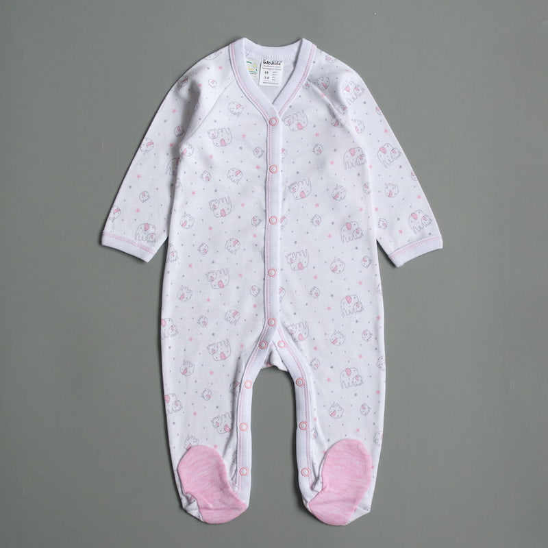 لباس نوزاد سه ماهه دختر؛ نخ پنبه سرهمی (صورتی سفید قرمز) جلو باز