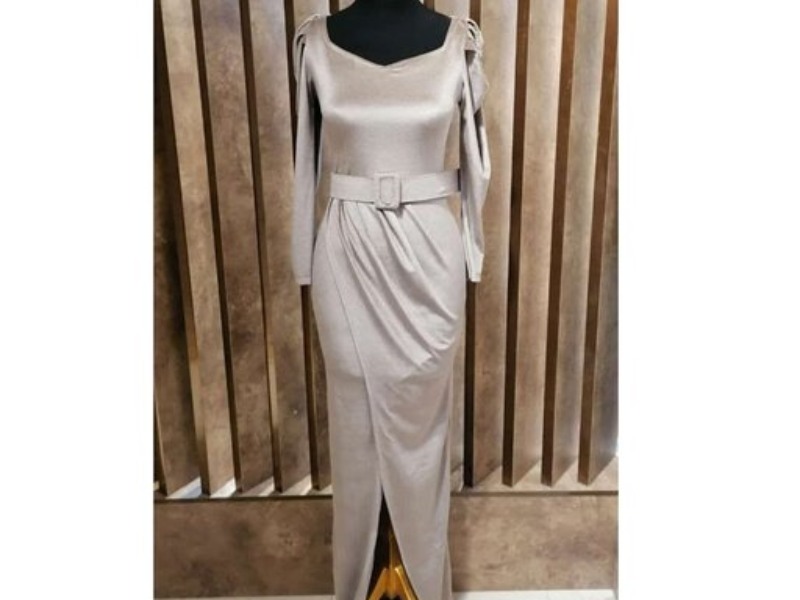 لباس مجلسی زنانه مخمل شیک؛ الیاف کوتاه بلند بنفش سفید Velvet