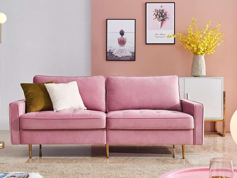 مبل چستر رنگ طوسی صورتی؛ پایه چوبی 2 فوم نمدی پنبه ای Gray