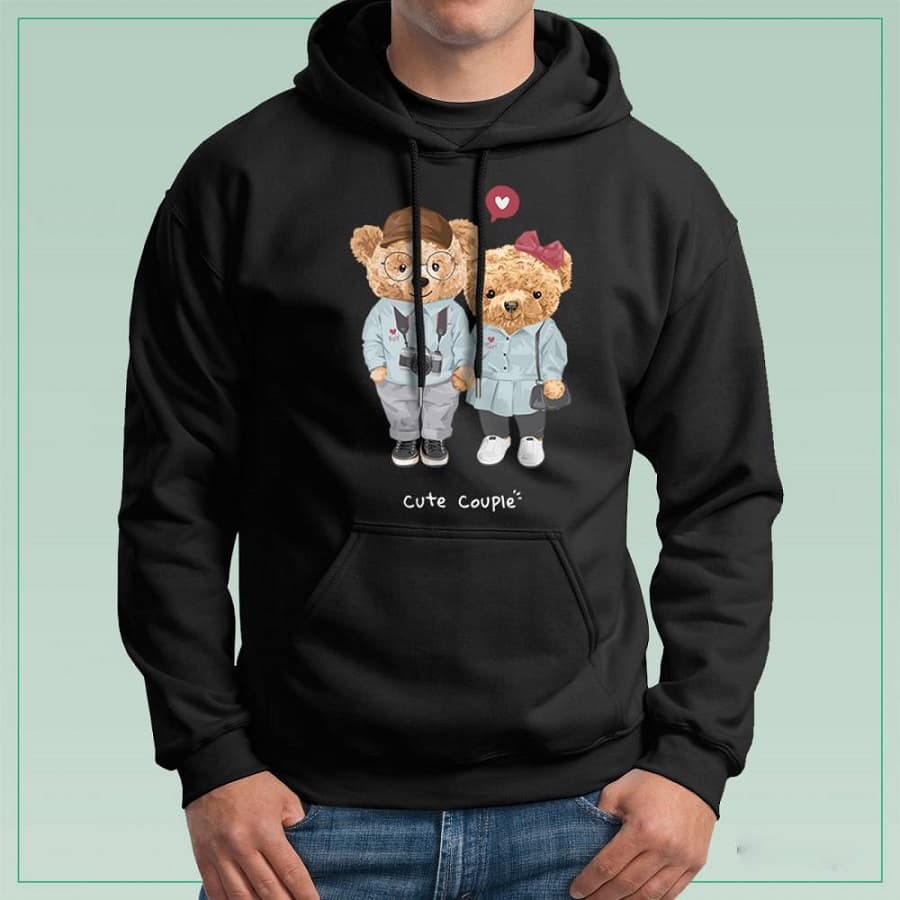 لباس هودی مردانه (سویشرت) پنبه پلی استر کلاه دار ساده Blue