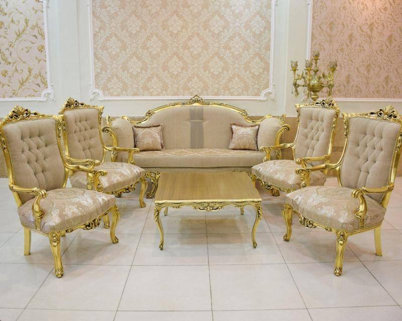 مبل سلطنتی ارزان (کاناپه) طبی مقاوم سالن پذیرایی 2 رنگ کرم سورمه ای