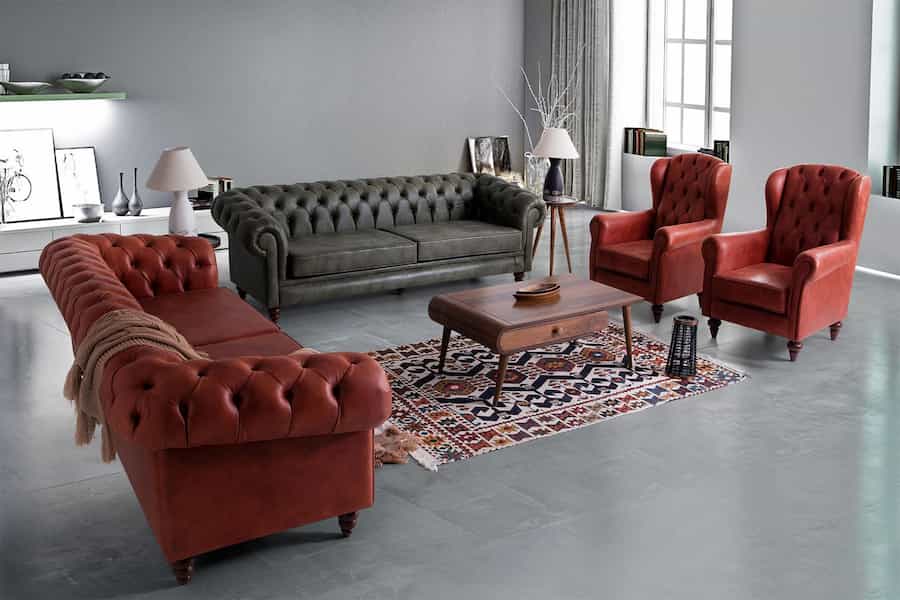 مبل چستر با پارچه هانزو؛ چرم تاشو ساده 3 رنگ کرم سفید نقره ای