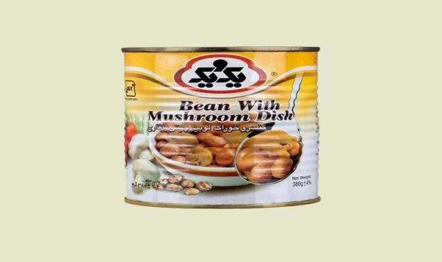 کنسرو لوبیا چیتی با قارچ یک و یک؛ قرمز سیاه حاوی ویتامین (K D B)