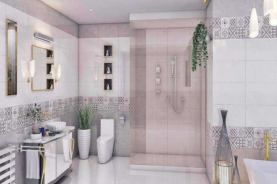 کاشی و سرامیک بیستون کرمانشاه؛ ضد آب (سنتی مدرن) برجسته 2 رنگ سفید زرشکی