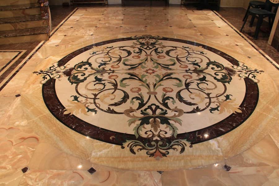 سرامیک طرحدار کف پذیرایی؛ سه بعدی رنگ (روشن تیره ملایم شاد) لاکچری مدرن