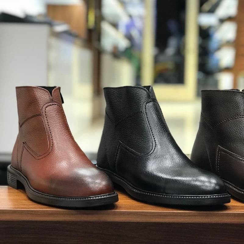 بوت چرم تبریز (چکمه) زیره ترمو عسلی مشکی Tabriz