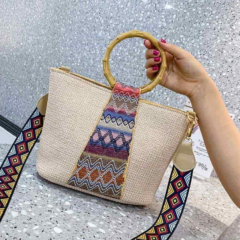 کیف گلیم بافی؛ دست دوز طبیعی قابلیت تنظیم بند (18*20) سانتیمتر