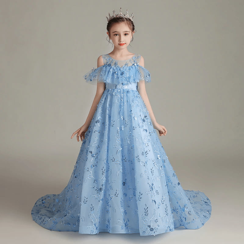 لباس بچه گانه پرنسسی؛ تور ساتن حریر 2 طرح پروانه ای عروسکی