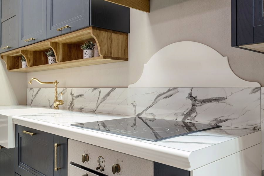 سرامیک بین کابینتی طرح کلکته؛ آشپزخانه صاف صیقلی ماربل 60*120 سانتی متر