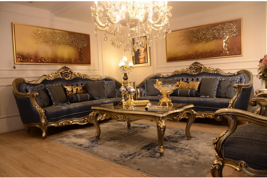 مبل استیل چوب فندقی؛ راش گردو سلطنتی کلاسیک (7 12) نفره