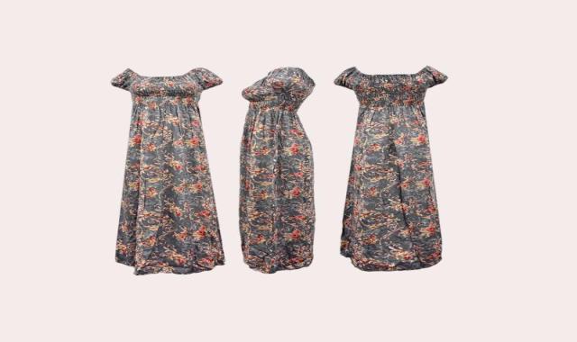 لباس ساحلی نخی بلند؛ گلدار راه راه 2 رنگ سبز قرمز Dress