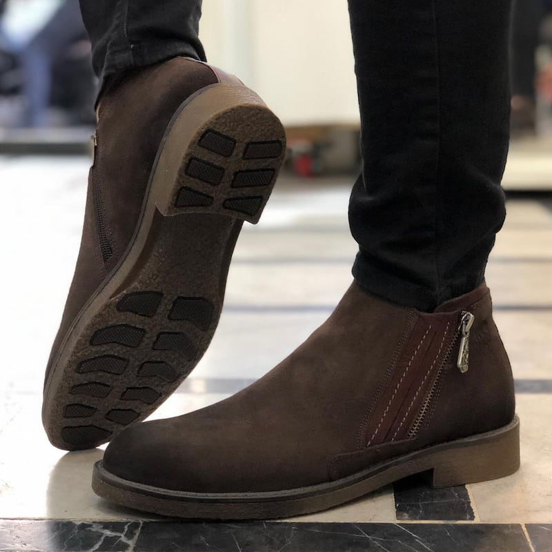 نیم بوت چرم طبیعی مردانه؛ طبیعی مصنوعی (گاو بوفالو کروکودیل) بندخور زیپ دار