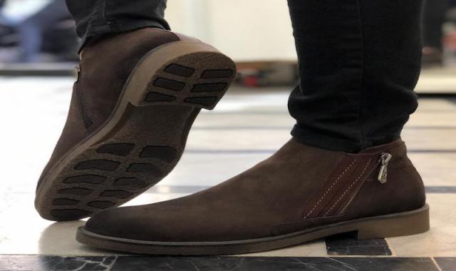 نیم بوت چرم طبیعی مردانه؛ طبیعی مصنوعی (گاو بوفالو کروکودیل) بندخور زیپ دار