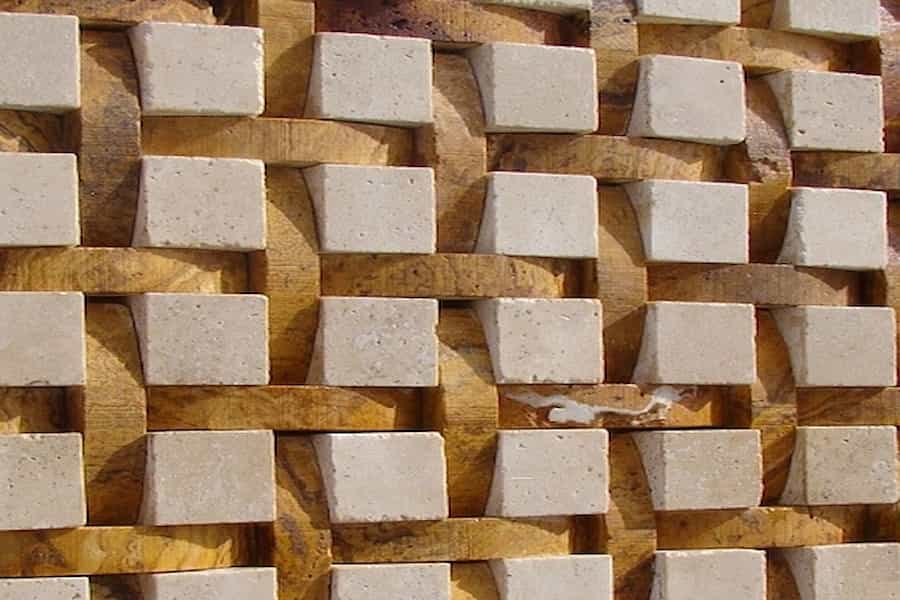 سنگ آنتیک مرمر؛ برجسته صاف اکسید آهن دو رنگ سفید قهوه ای (100 50) سانتی متر