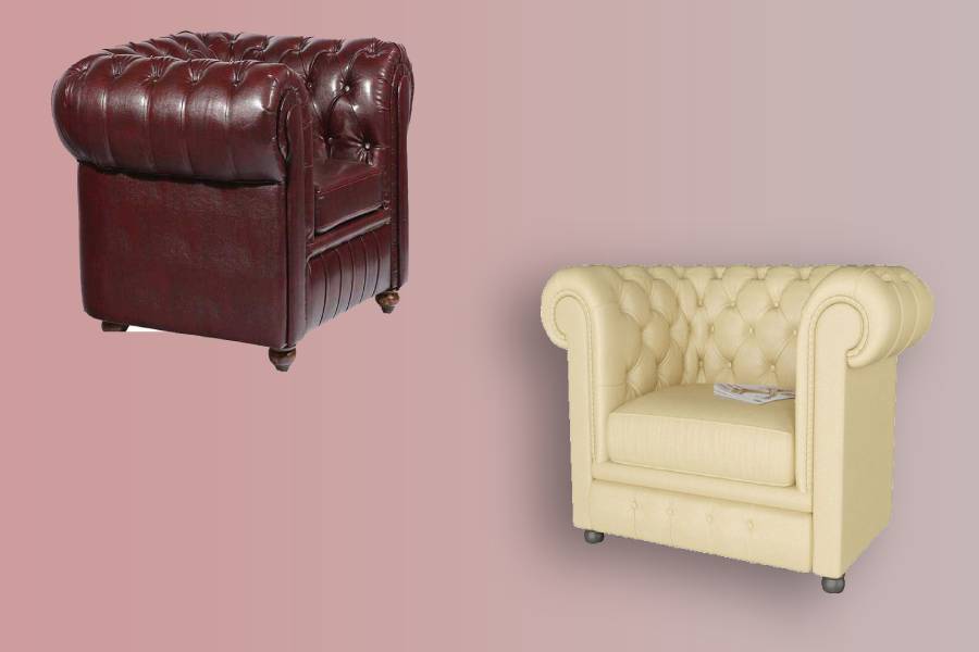 مبل چستر چرم تک نفره؛ لمسه دوزی (قهوه ای مشکی) مدرن