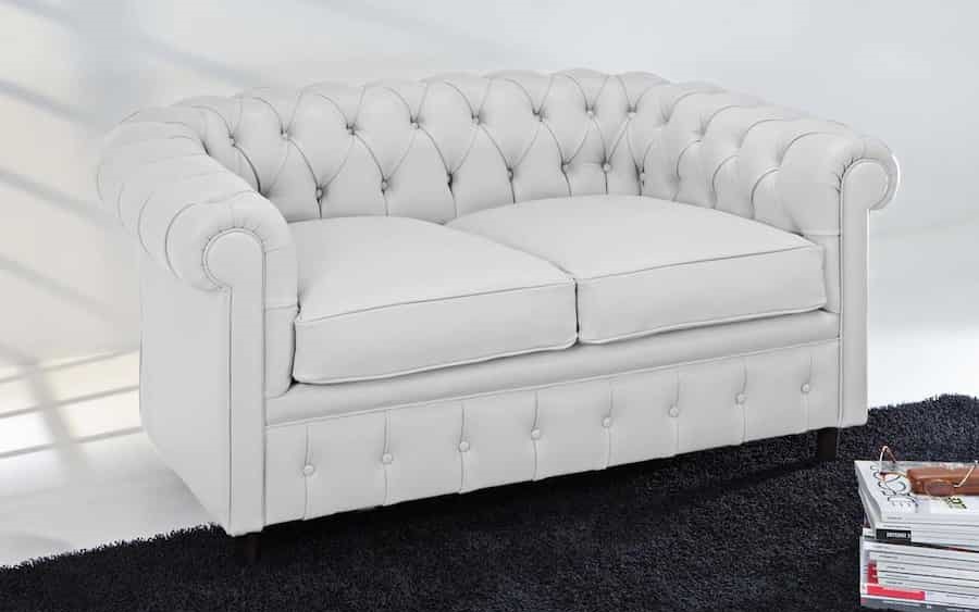 مبل چستر چرم سفید؛ لمسه 2 مدل نیم دایره نیمکتی 8 نفره