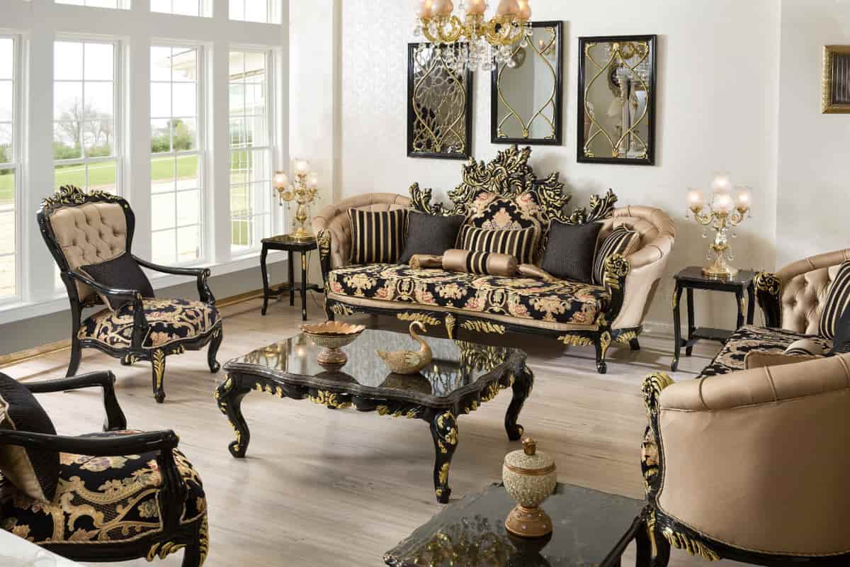 مبل کلاسیک چوب مشکی؛ راش گرجستان (مازاراتی مخمل) لمسه دار Rush