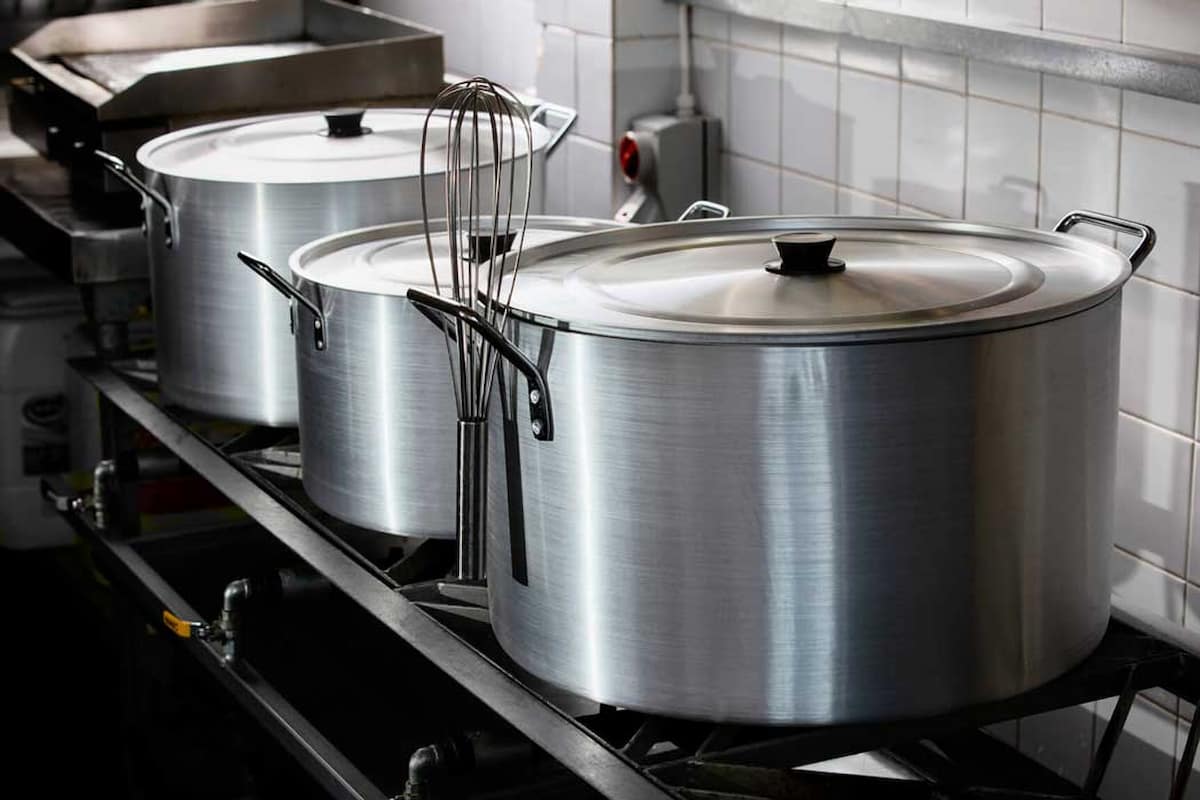 قابلمه روحی صنعتی؛ آلومینیوم چکش خوار دستگیره متصل پخت بهتر Silver