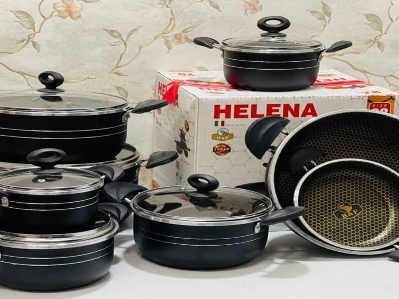 قابلمه گرانیتی هلنا؛ بدنه آلومینیوم نچسب پیرکس سوپاپ دار (7 14) پارچه