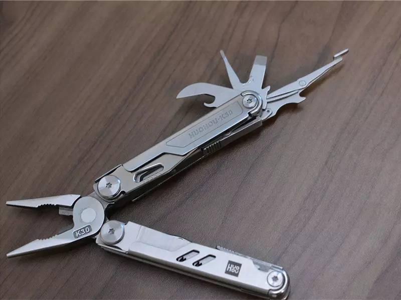 چاقو چند کاره؛ فولاد ضد زنگ تیغه برنده ساده دندانه ای ضامن دار Knife