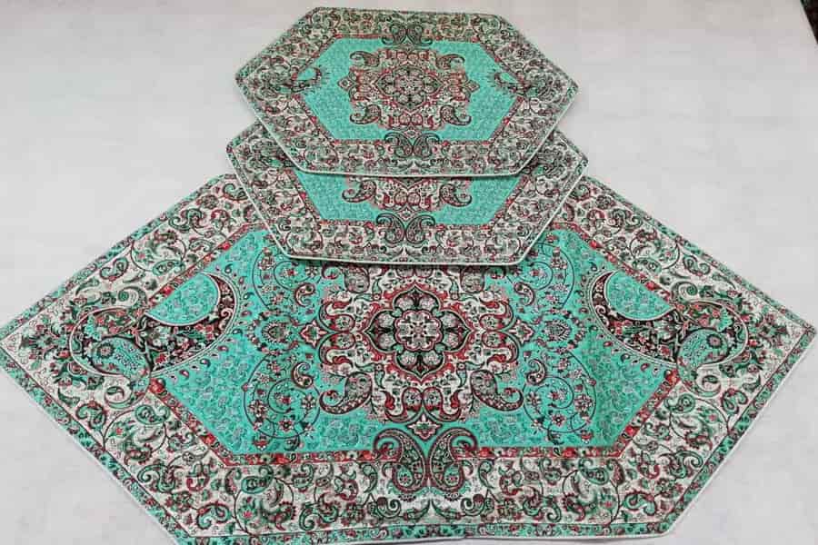 رومیزی ترمه سه تکه؛ دست دوز صنعتی 120*80 سانتی متری