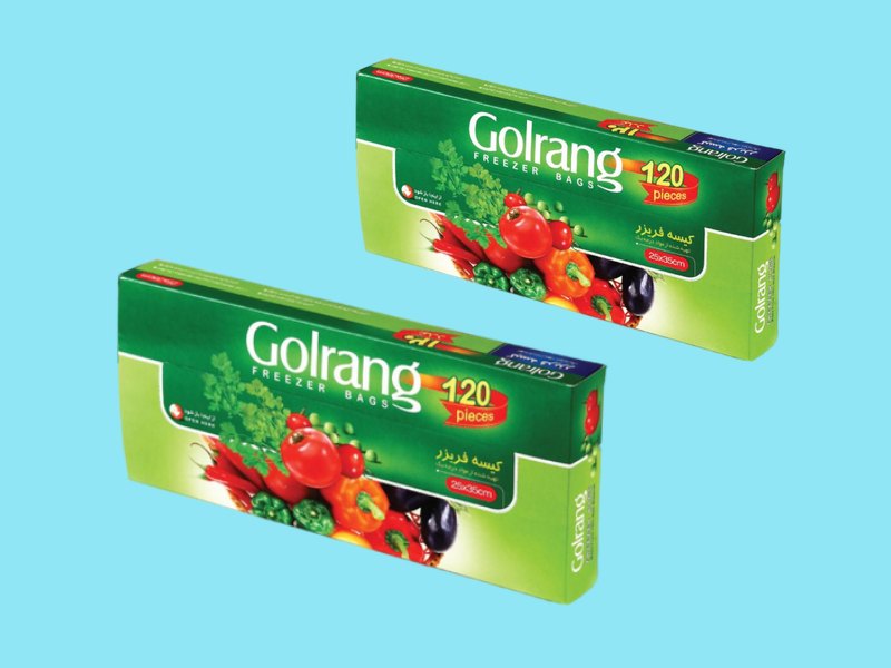 کیسه فریزر گلرنگ؛ جعبه ای چسبی ساده ضخیم بهداشتی Golrang