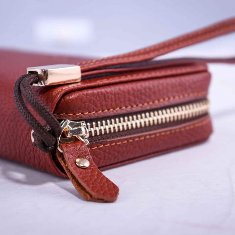 کیف پول چرم زنانه فاخر؛ مصنوعی طبیعی رنگ (مشکی قهوه ای کرم)