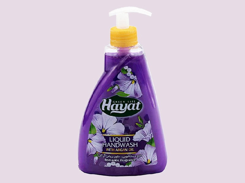 مایع دستشویی حیات بنفش؛ صدفی روغن آرگان پتاس سود Hayat