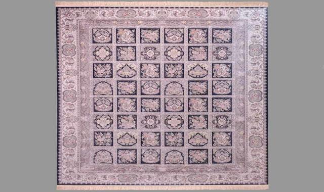 فرش نگین مشهد طرح خشتی؛ مقاوم فشار 4 رنگ دوره اشکانیان