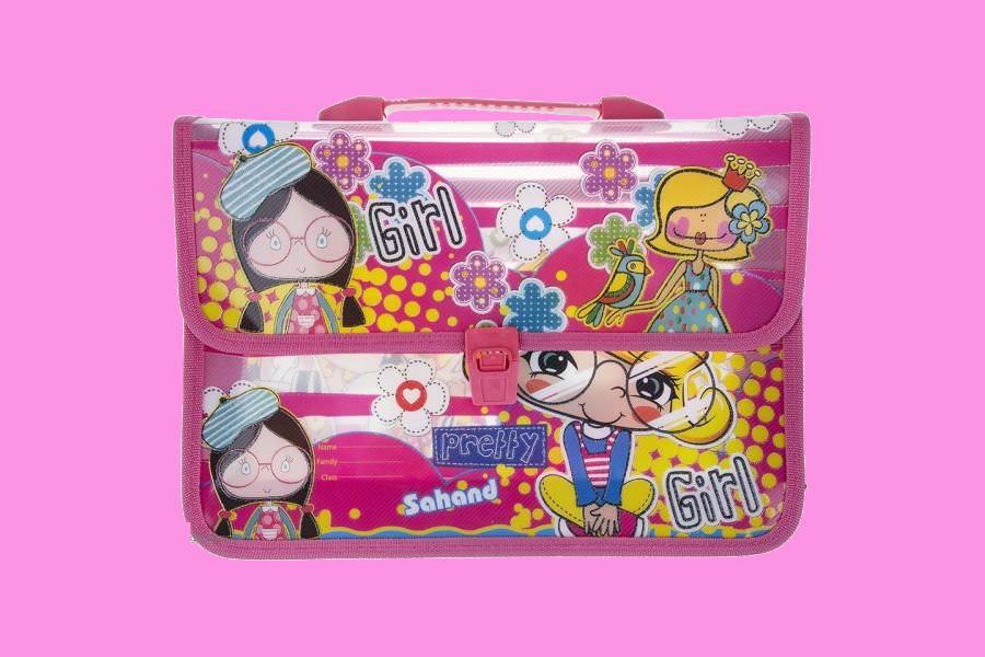 کیف طلقی مدرسه؛ زیپدار دکمه ای 4 رنگ سبز صورتی سفید نارنجی