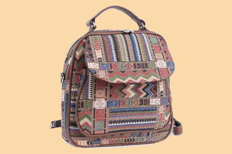 کیف گلیم دستباف؛ زیپی دکمه ای 3 رنگ قرمز سبز آبی