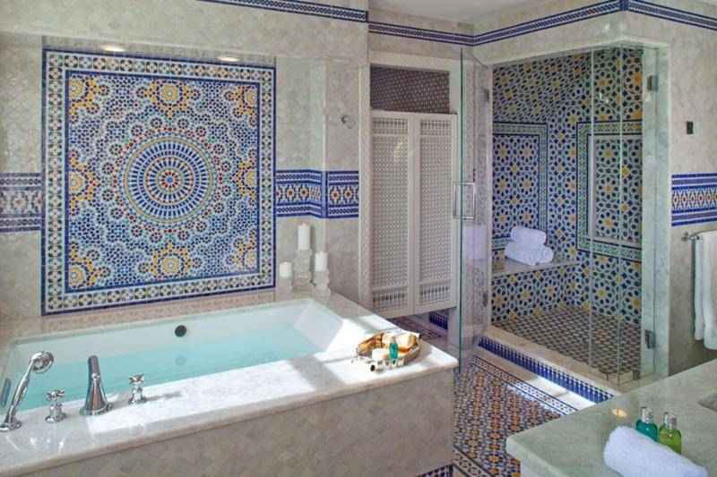 کاشی طرح سنتی؛ بته جقه آبی 2 ابعاد کوچک بزرگ لعاب مستحکم Tile