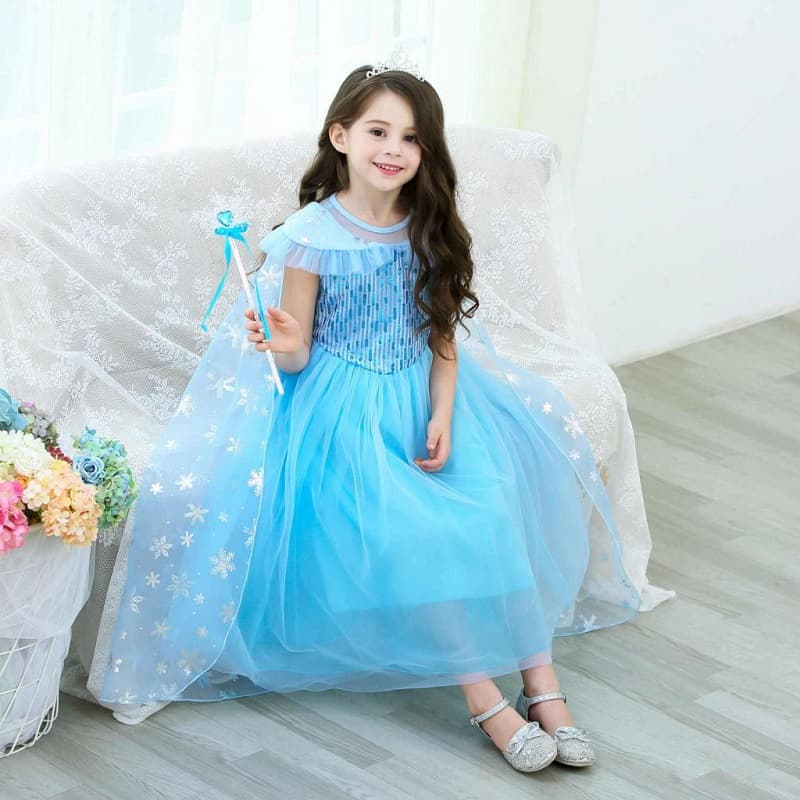 لباس السا و آنا؛ ساتن تور 2 رنگ سفید آبی Dress