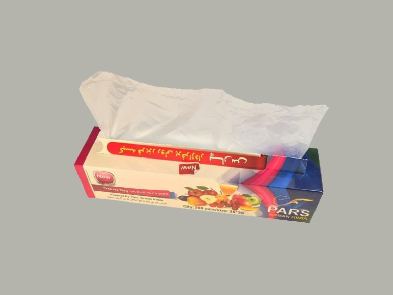 کیسه فریزر پارس (پلاستیک) چسبی رولی جعبه ای پلی اتیلن Pars