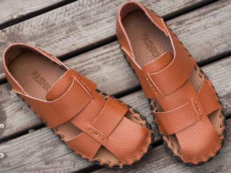 کفش صندل چرم شیک؛ پاشنه دار طبی 3 زیره پلی اورتان ترموپلاستیک PVC