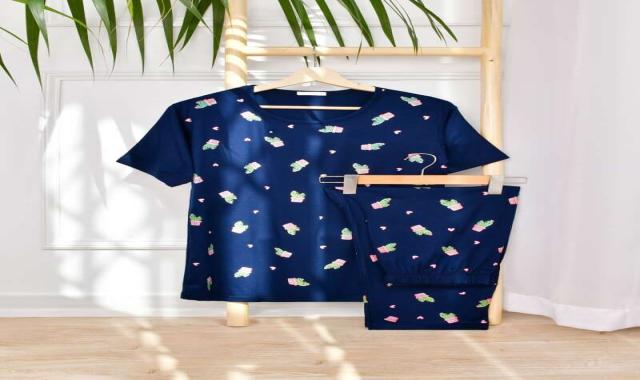 لباس راحتی زنانه ارزان؛ کتان ویسکوز سرمه ای سایز (M S L) ضخیم