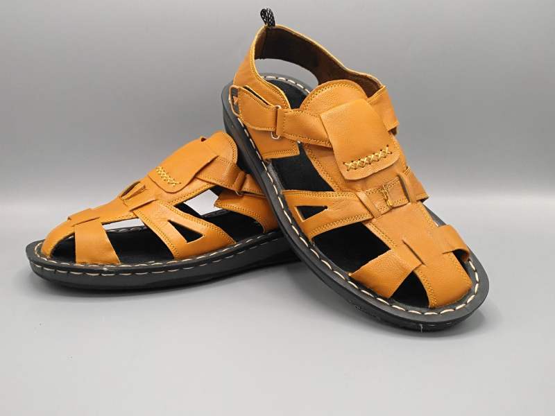 کفش صندل شیک مردانه؛ چرم طبیعی 3 رنگ قهوه ای کرم Black