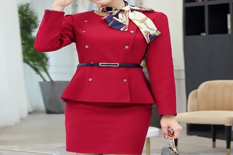 لباس مجلسی کت و دامن؛ کتان ابریشم کرپ پلیسه ای Dress