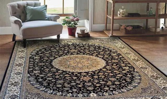 فرش دستباف قبا آذرشهر؛ هارمونی زیبا طرح (اسلیمی ترنج) مقاوم برابر خاک 