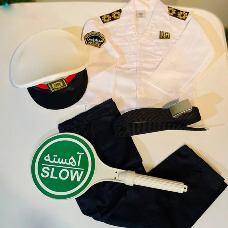لباس راهنمایی رانندگی؛ سفید سرمه ای پیراهن شلوار آستین بلند (XL L M)