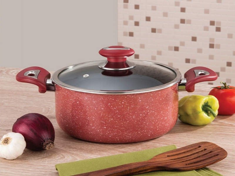 قابلمه آگرین 10 پارچه؛ گرانیت اصل جنس درب (استیل شیشه ای پیرکس) عدم چسبندگی 