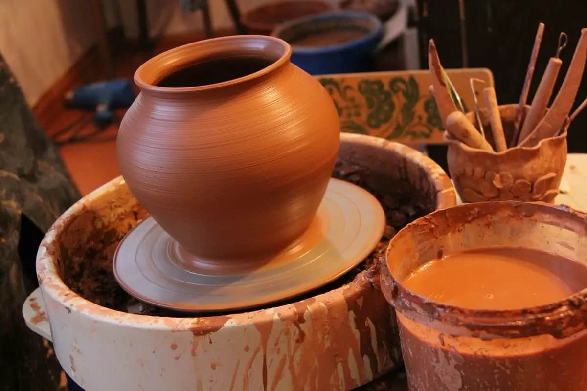 گلدان سفالی خمره ای؛ سفید استحکام بالا (ساده پتینه مینا کاری) لعاب دار