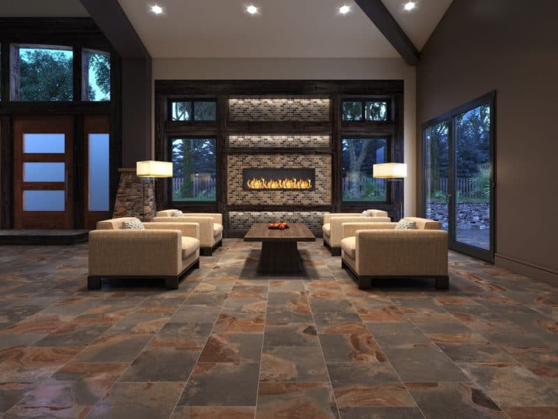 سرامیک کف راک؛ پولیش براق 2 طرح تراورتن گلدن تولید Iran