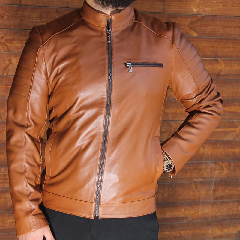 کاپشن تمام چرم؛ متریال های عالی طبیعی رنگ قهوه ای تیره leather