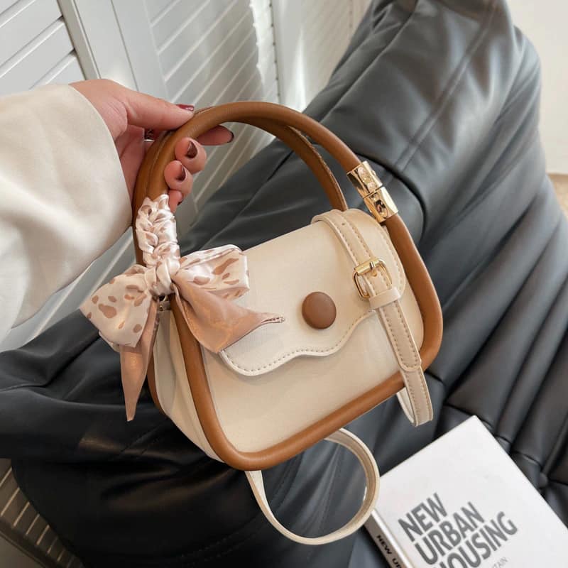 کیف زنانه شیک جدید؛ جیبت متنوع دوخت تمیز چرم پارچه ای برزنت hand made