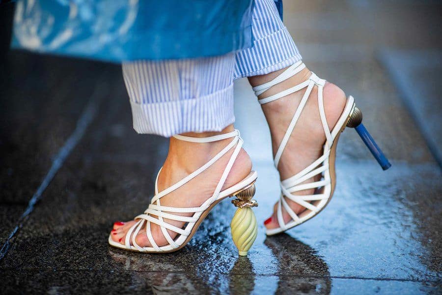 صندل مجلسی سفید زنانه؛ کوتاه بلند کنفی متالیک (37 40) سانتی متر